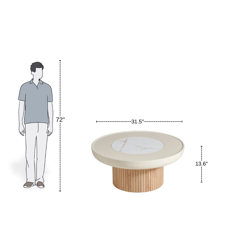 Smooth Stone Top & Textured Base Coffee Table