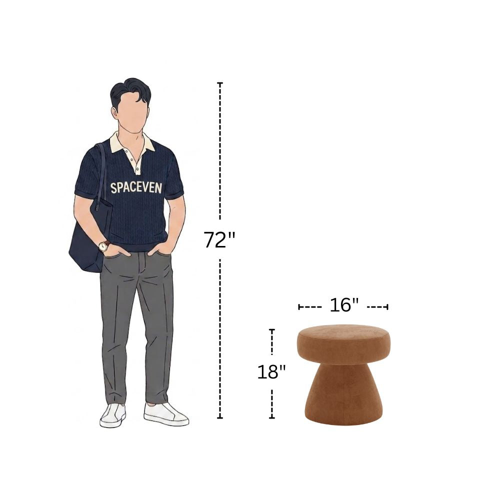 Caramel Brown Velvet Round Pouf