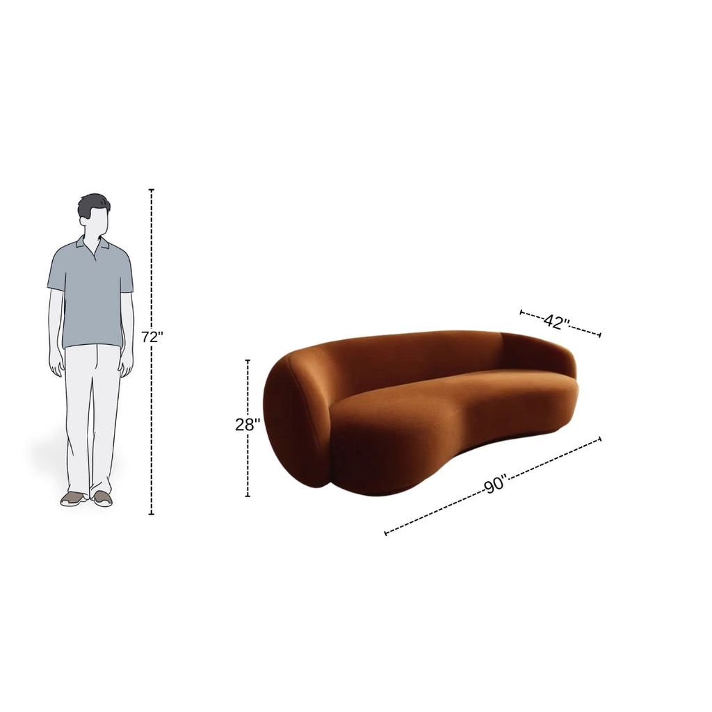 3 Seater Cinnamon Curve Upholstered Sofa
