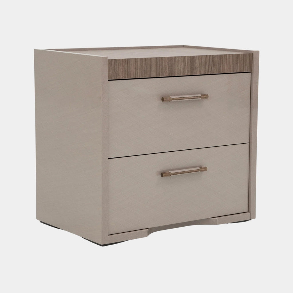 Warm Gray Luxe Dual Drawer Nightstand