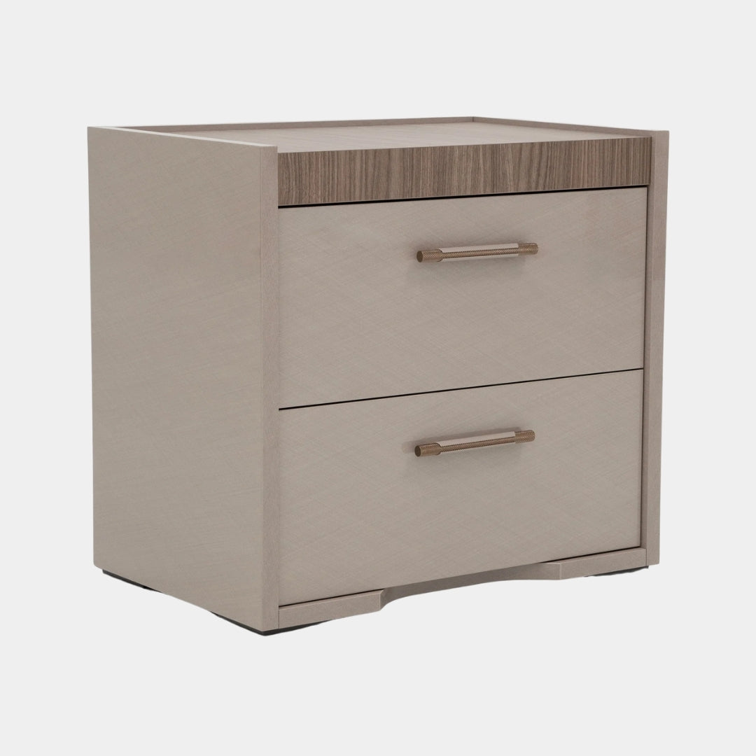 Warm Gray Luxe Dual Drawer Nightstand