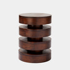 Sculpted Wood Rings Side Table