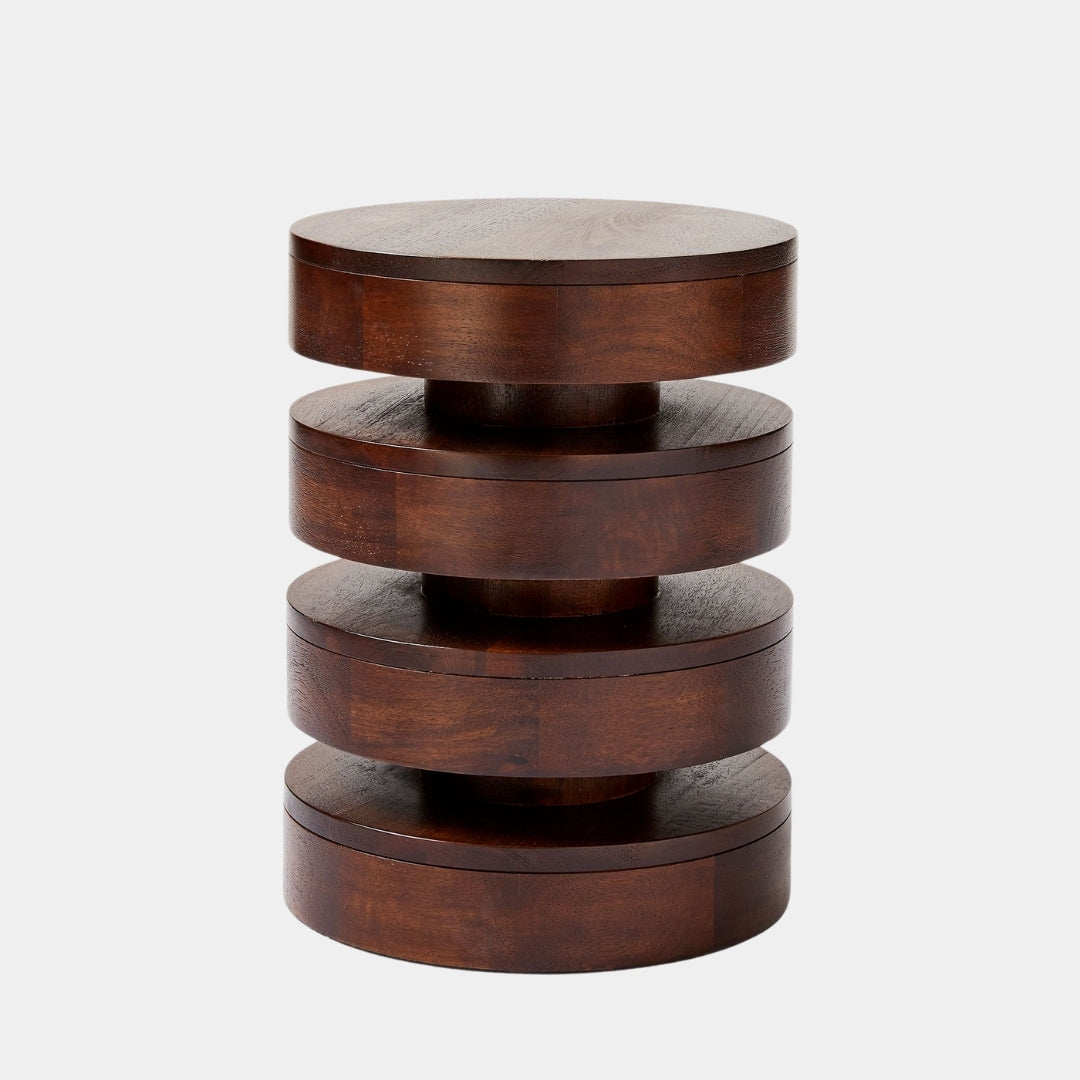 Sculpted Wood Rings Side Table
