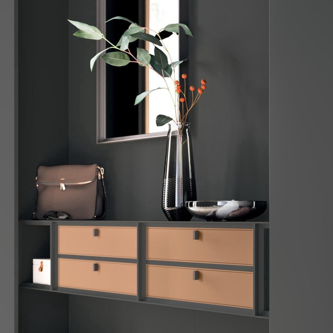 Modern Charcoal Wardrobe With Accent Drawers