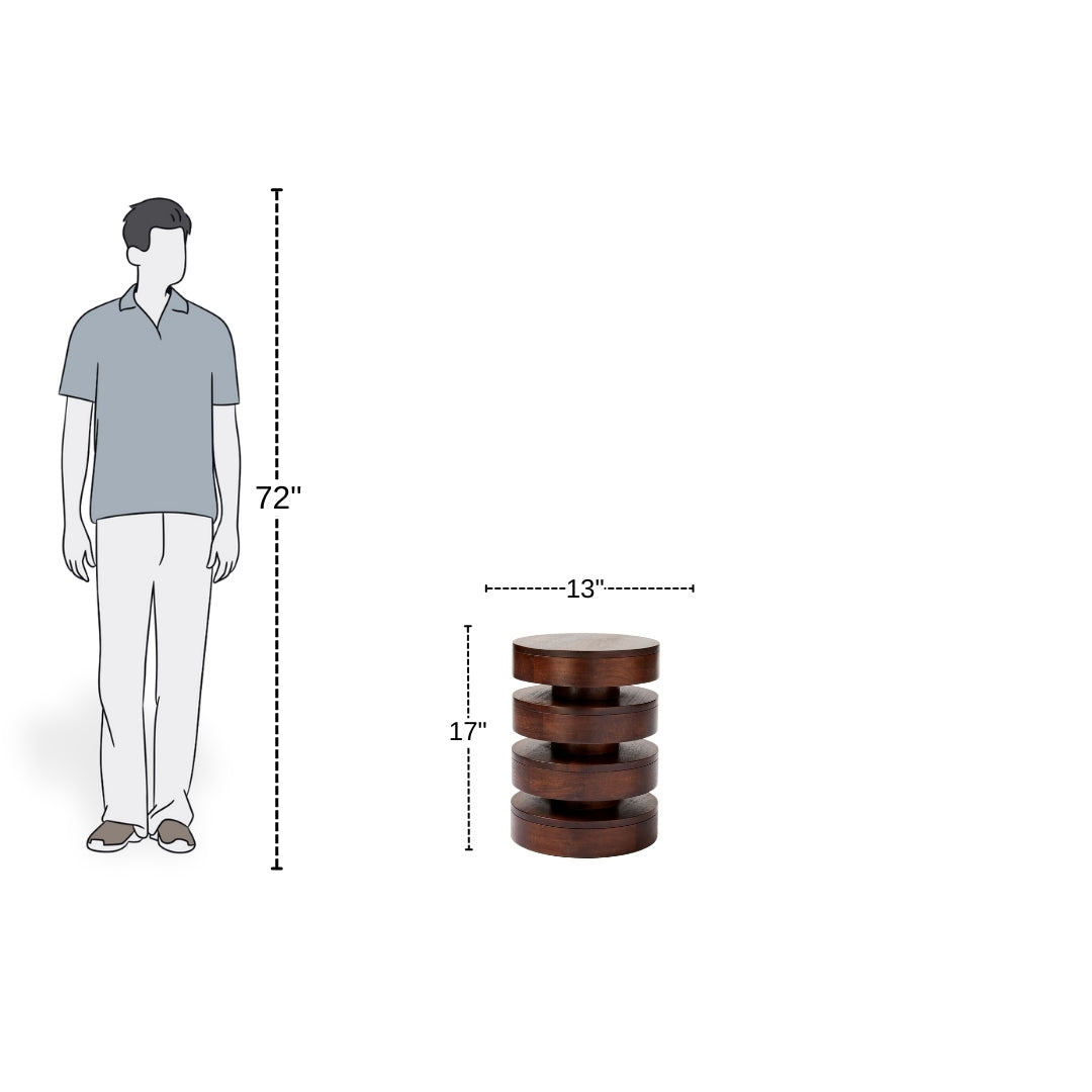 Sculpted Wood Rings Side Table