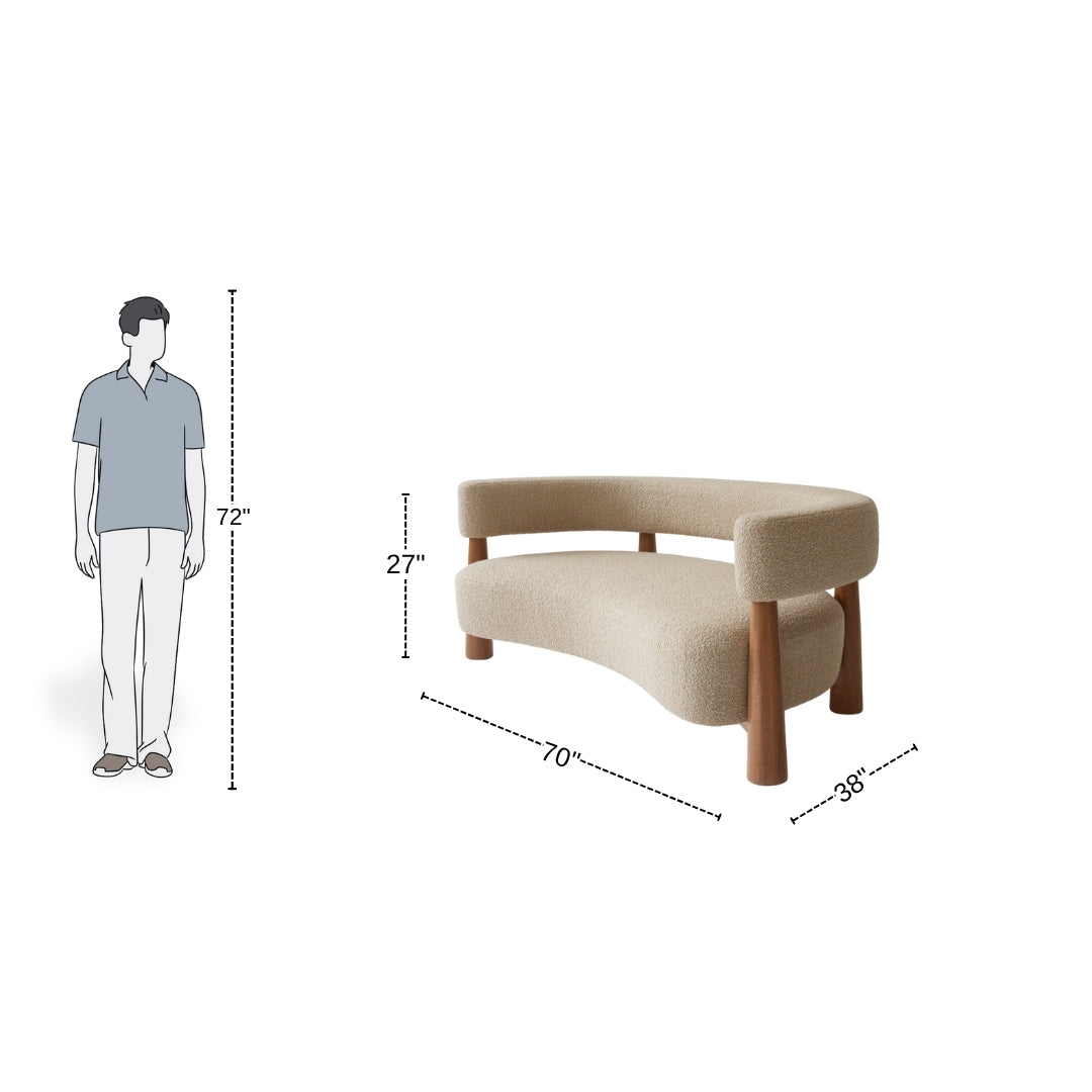 3 Seater HollowBack Mid-Century Curved Sofa