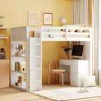 Full Loft Bed for Kids with Desk & Storage