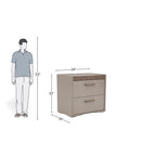 Warm Gray Luxe Dual Drawer Nightstand