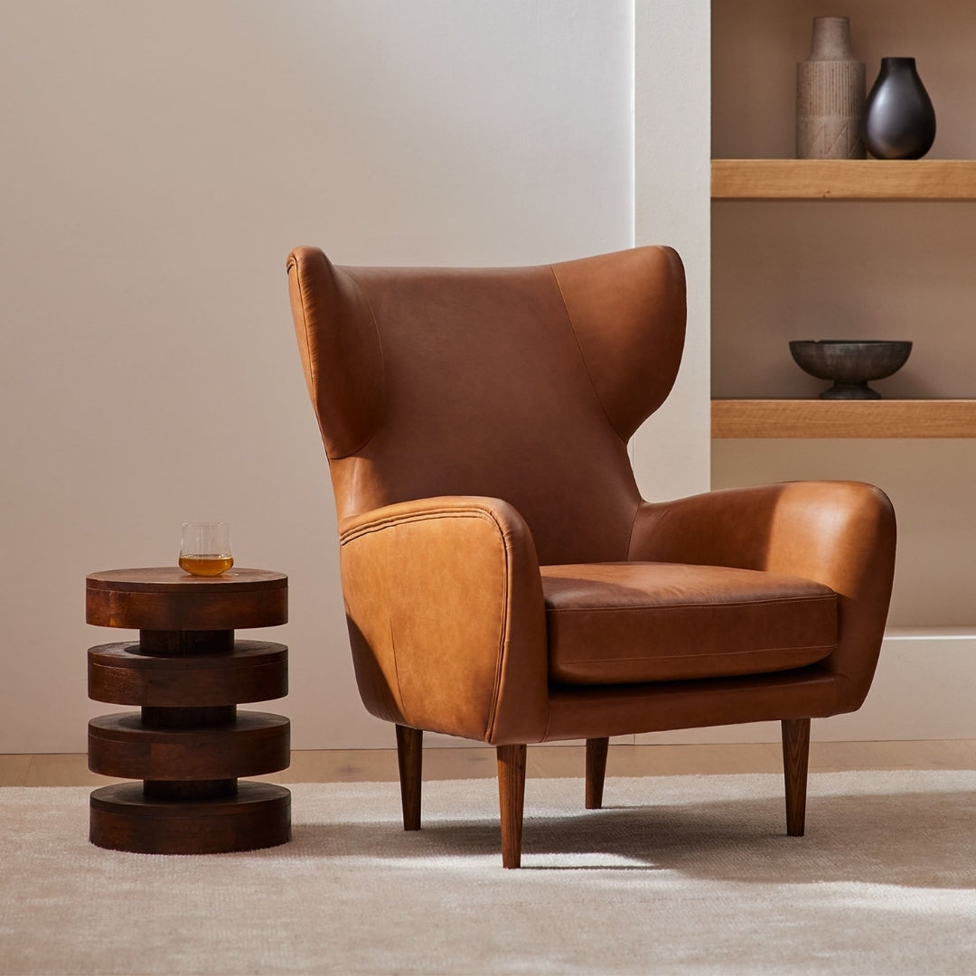 Sculpted Wood Rings Side Table