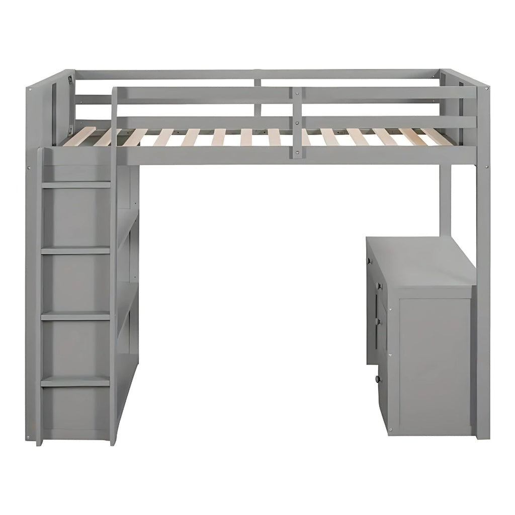 Full Loft Bed for Kids with Desk & Storage