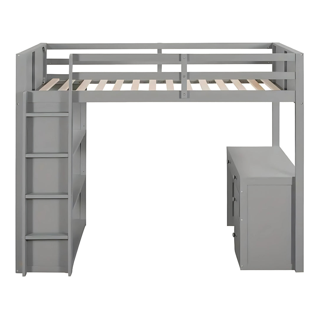 Full Loft Bed for Kids with Desk & Storage