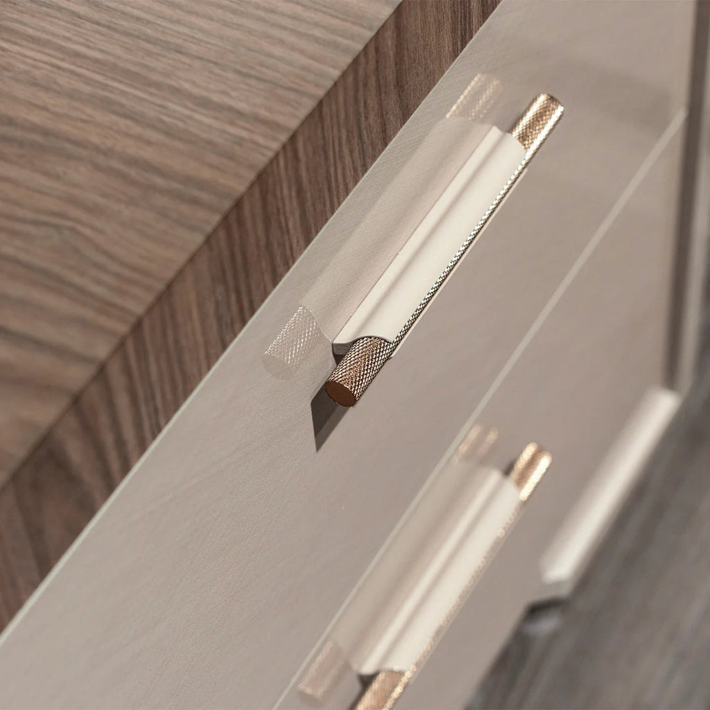 Warm Gray Luxe Dual Drawer Nightstand