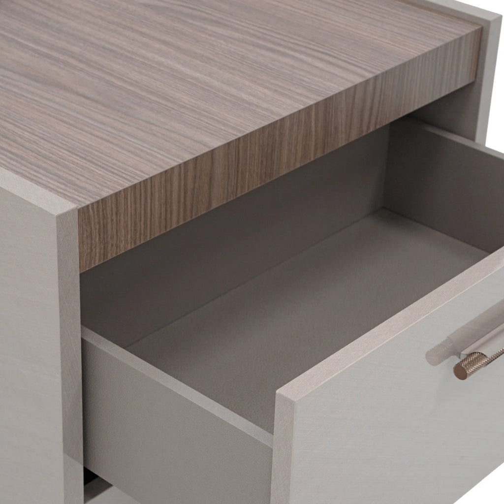 Warm Gray Luxe Dual Drawer Nightstand