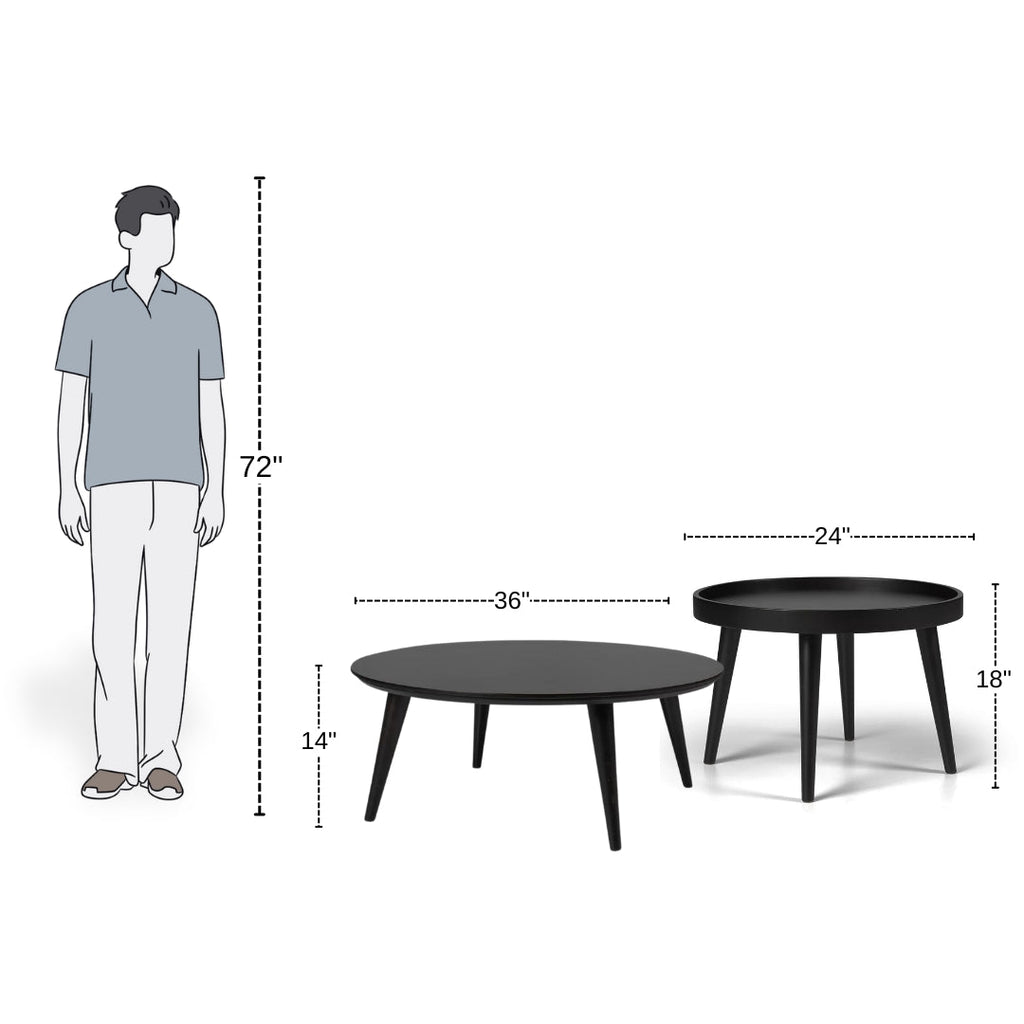 Black Silhouette Circular Coffee Table Trio


