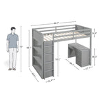 Full Loft Bed for Kids with Desk & Storage