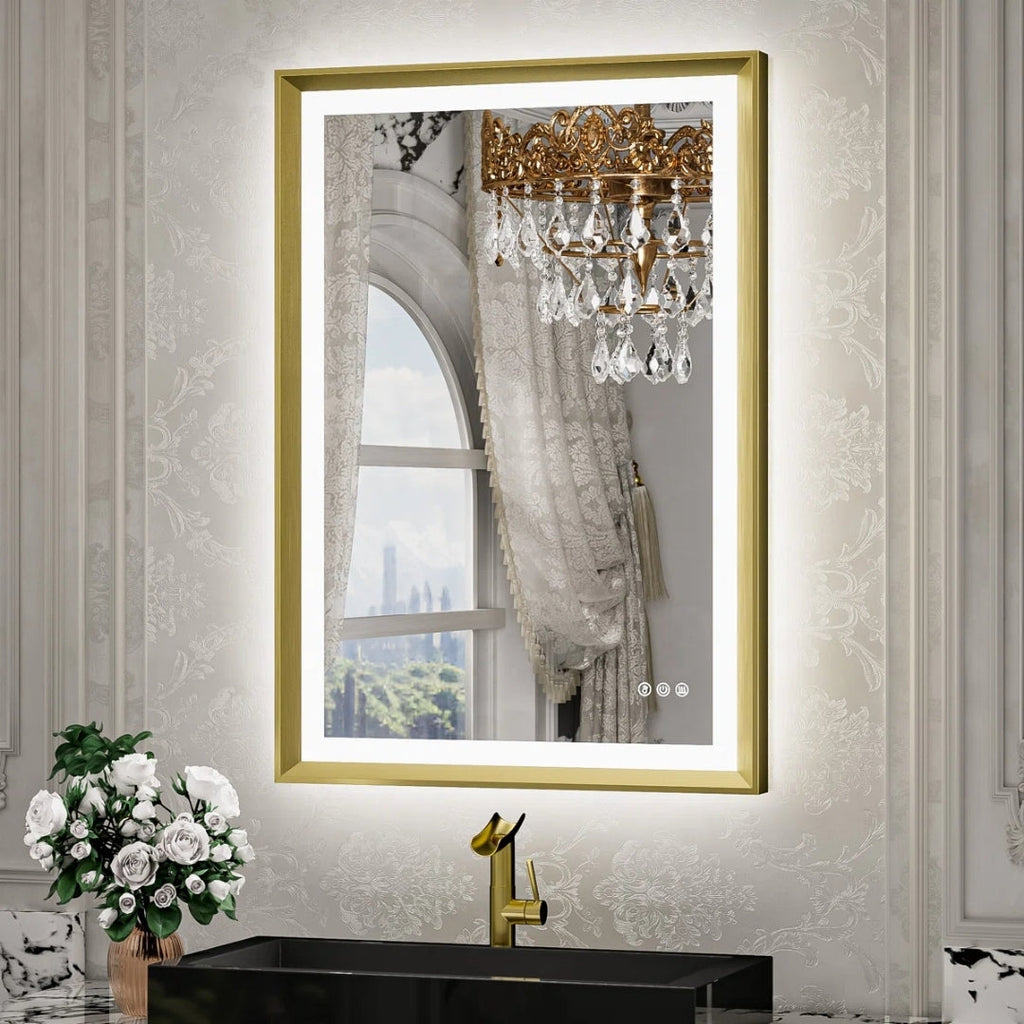 Golden Glow Rectangular LED Mirror