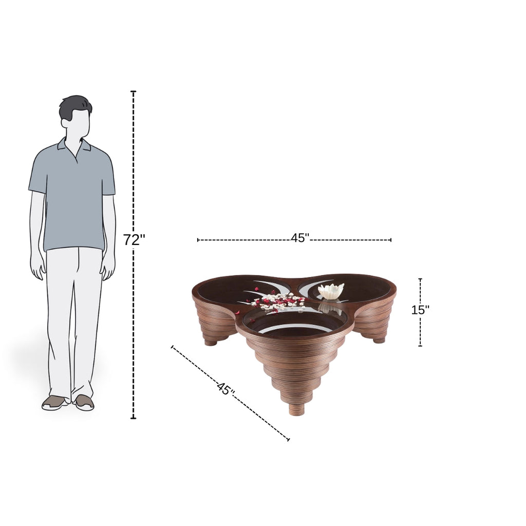 Triple Cascade Glass Coffee Table

