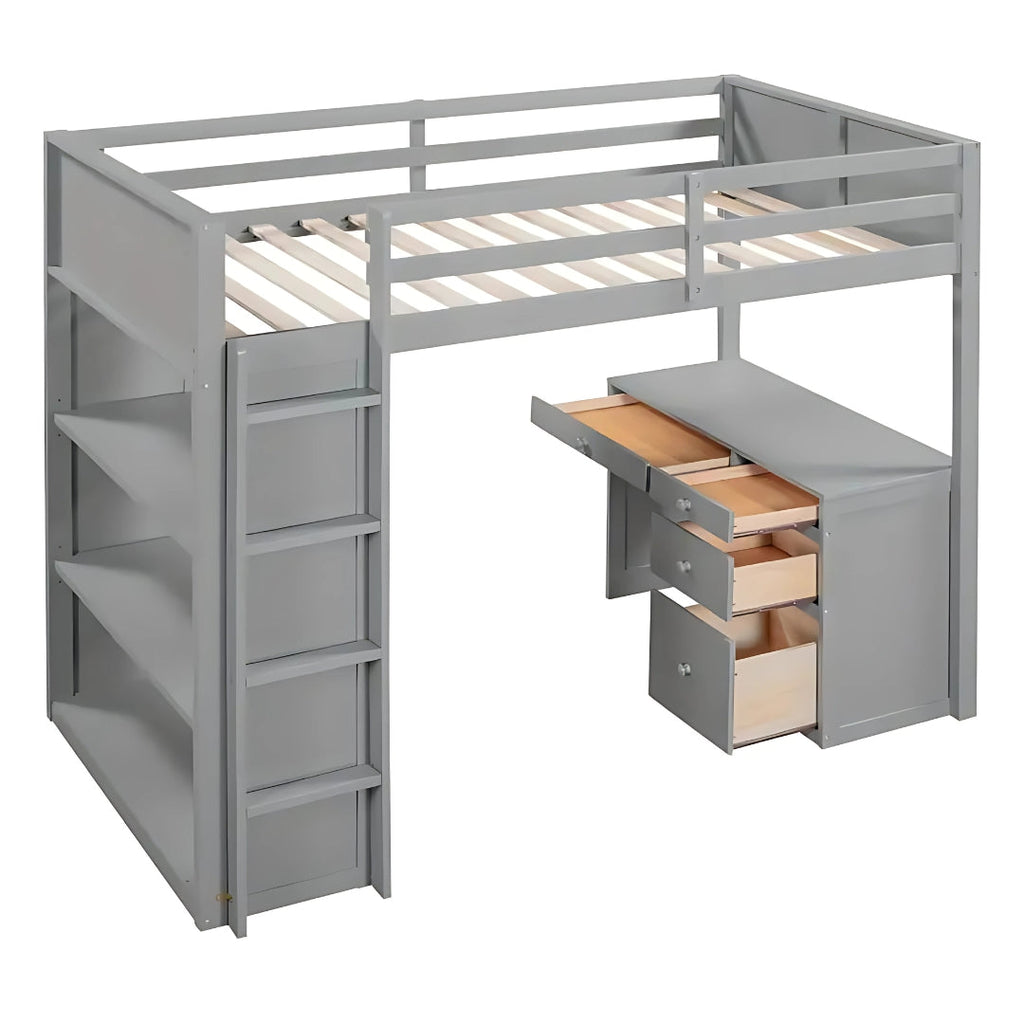 Full Loft Bed for Kids with Desk & Storage