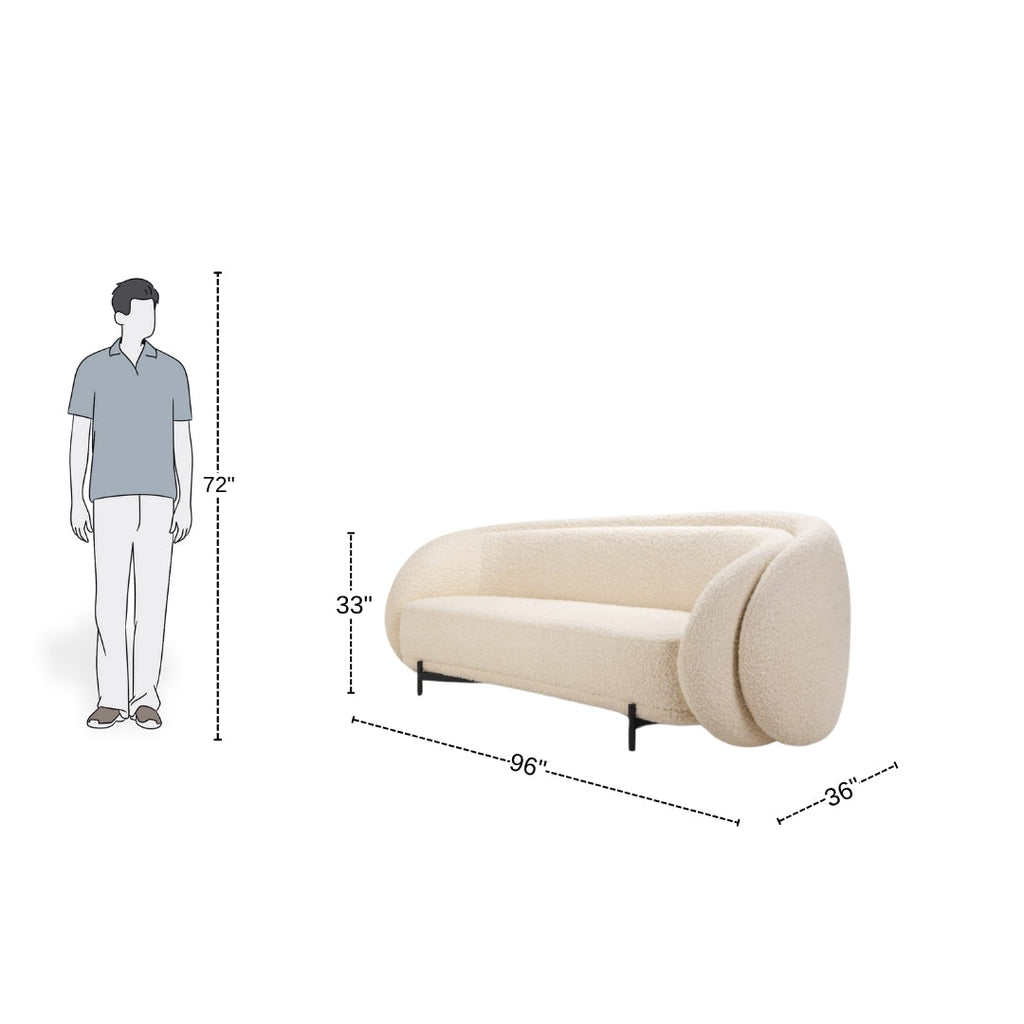 4 Seater Beige Contemporary Curve Lounge Sofa