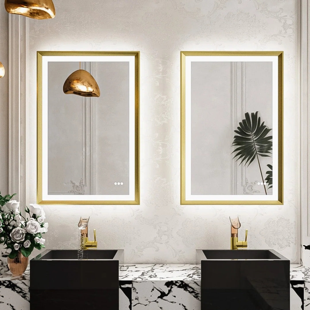 Golden Glow Rectangular LED Mirror