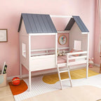 Low Loft Wooden House Bed for Kids