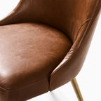 Mid-Century High-Back Brown Dining Chair