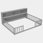 Full Size Floor Bed With Multipurpose Shelves
