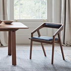 Modern Wood Frame Armchair with Black Seat

