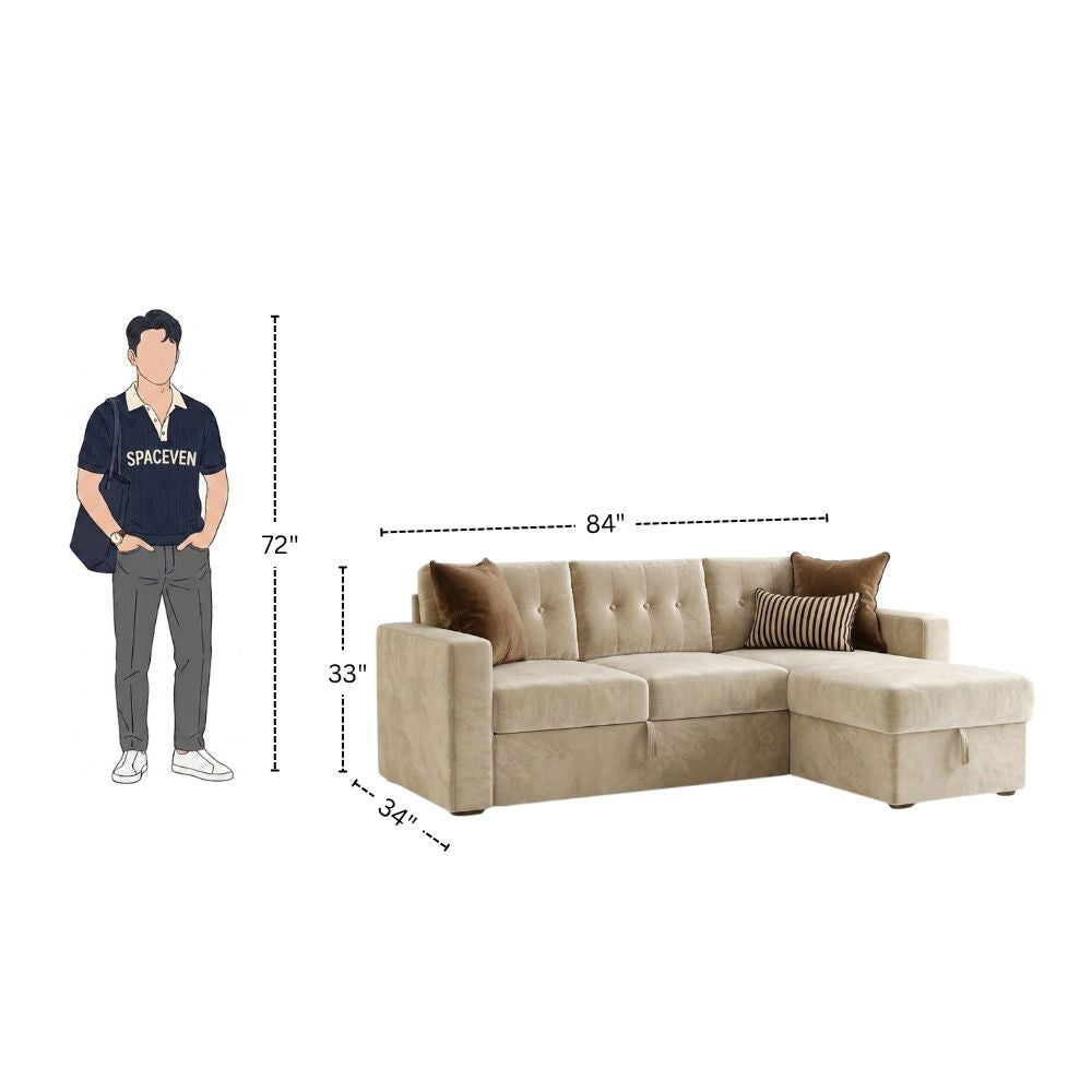3 Seater Multipurpose L-Shape Convertible Sofa Cum Bed