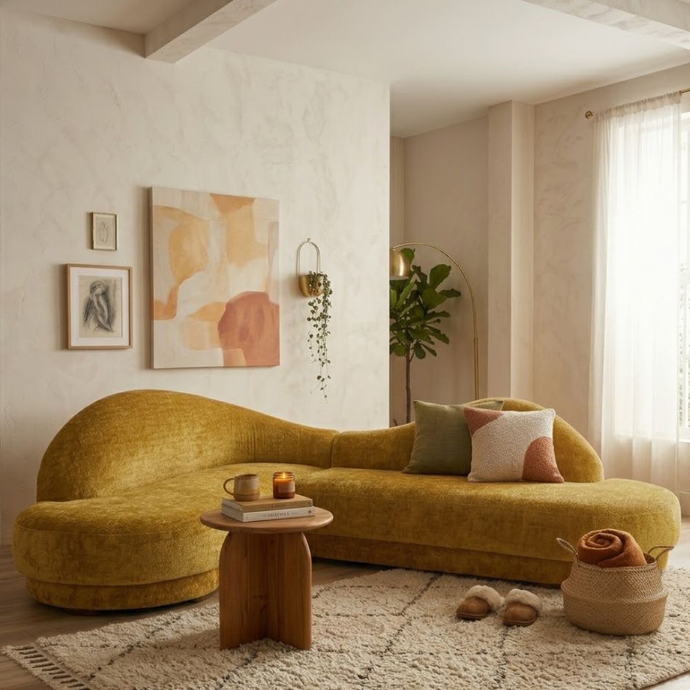 6 Seater Curvy Wave L-Shape Sectional Sofa