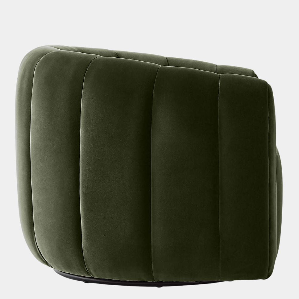 Modern Olive Green Barrel Accent Chair