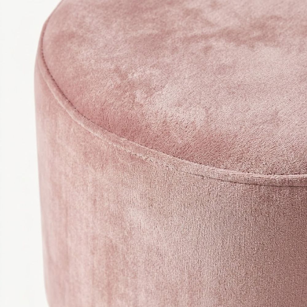 Pink Velvet Vanity Stool Ottoman Pouf