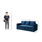 Blue Velvet Convertible Sofa Cum Bed
