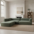 7 Seater Olive Green Upholstered L-Shape Sectional Sofa