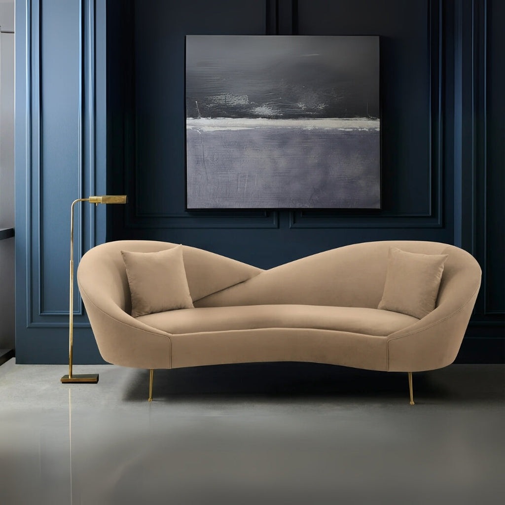 4 Seater Stylish Curved Sofa with Slender Legs
