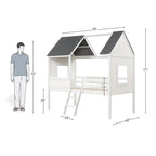 Low Loft Wooden House Bed for Kids