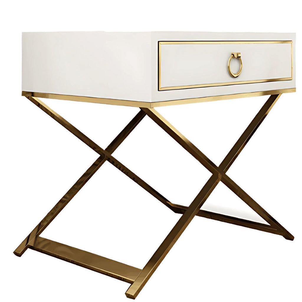 Celeste White & Gold Glam Nightstand