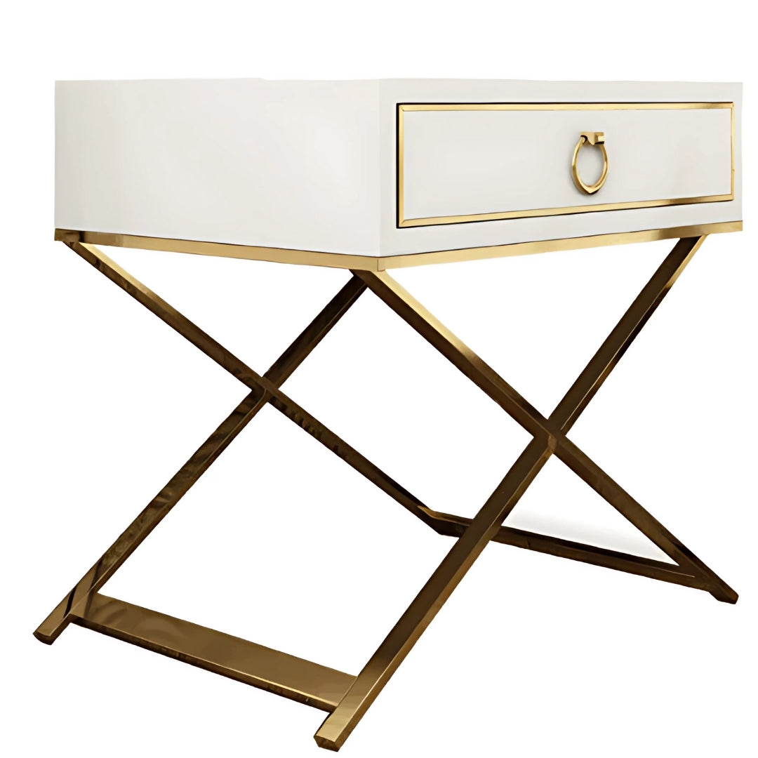 Celeste White & Gold Glam Nightstand