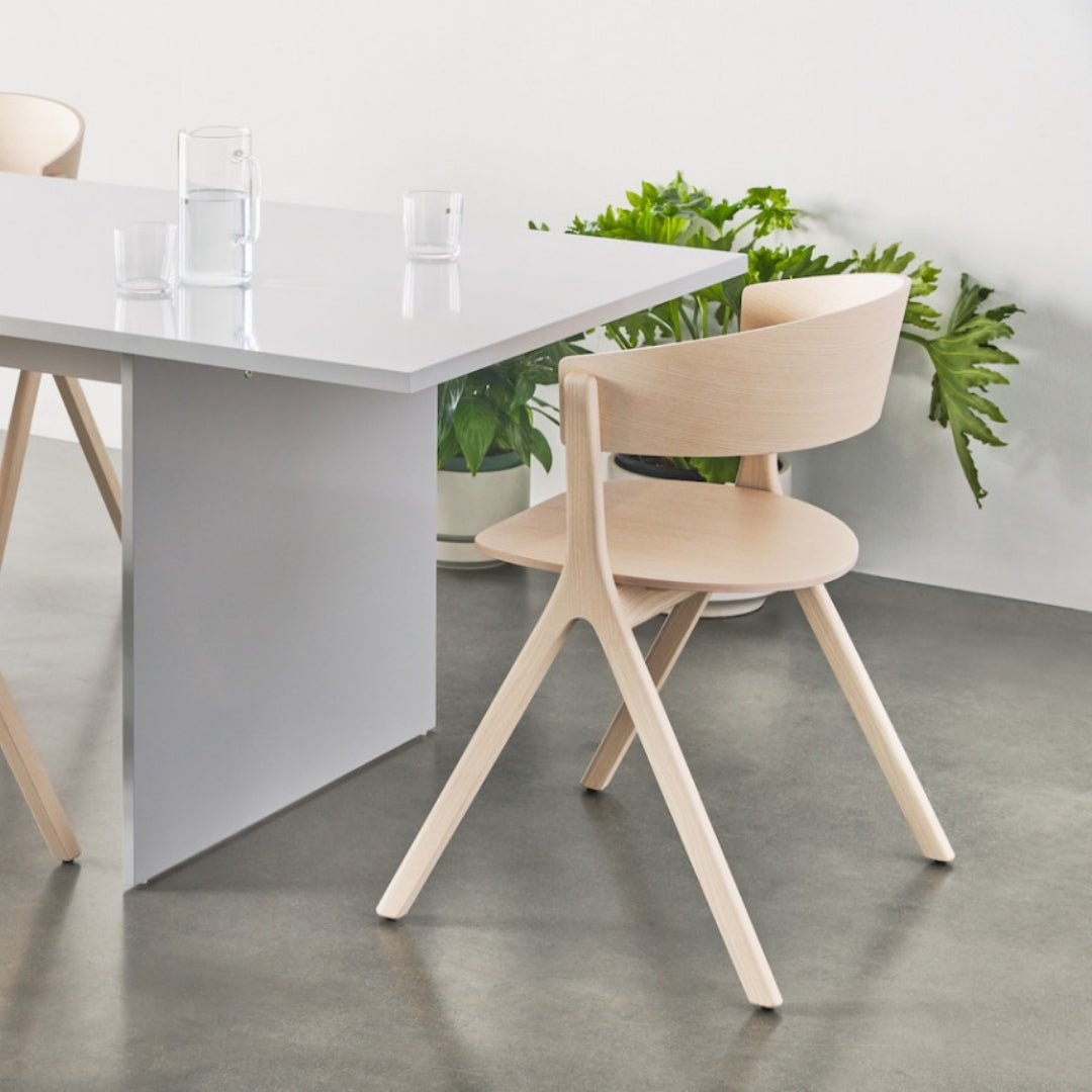 Minimalist Lightwood Curved Dining Chair