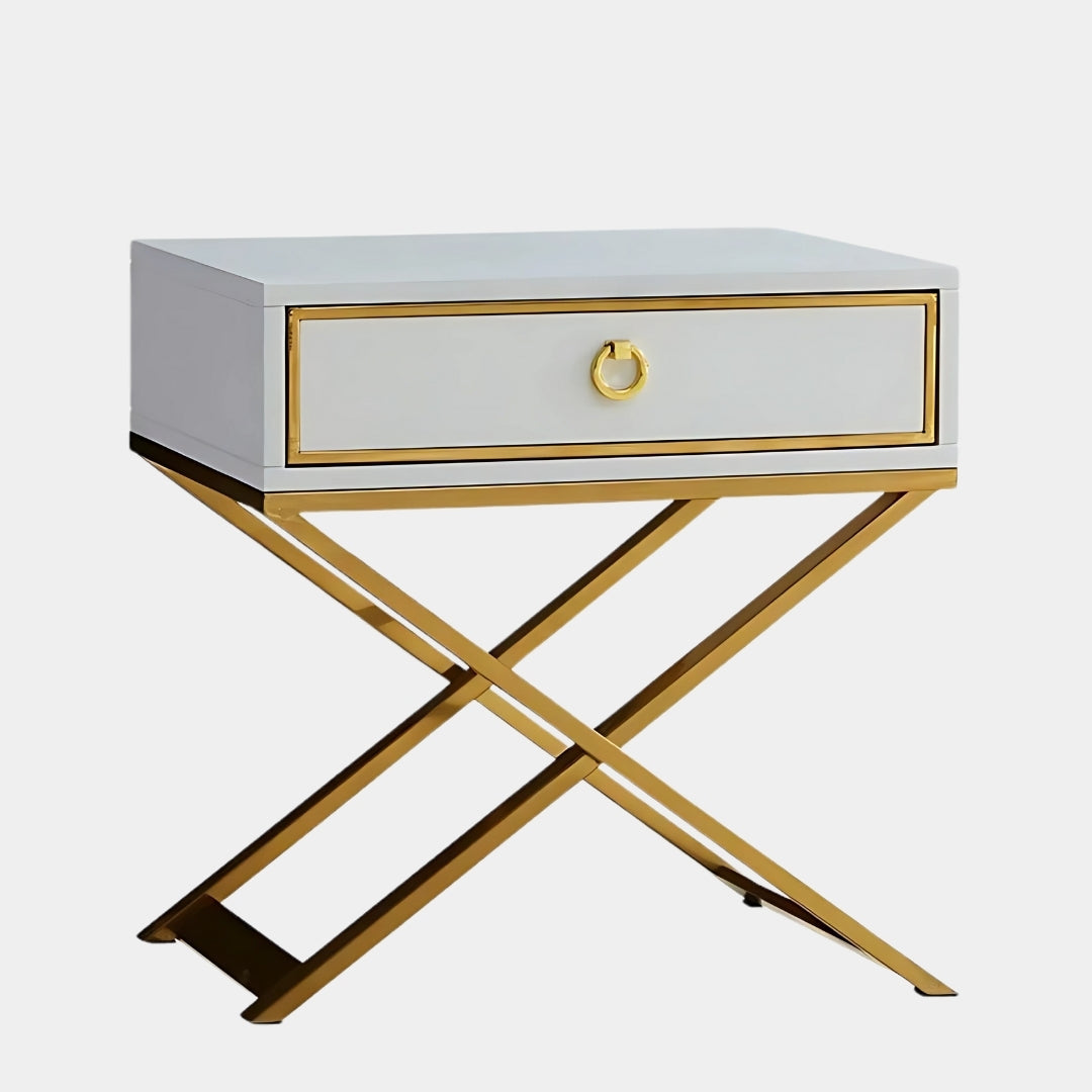 Celeste White & Gold Glam Nightstand
