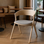 Minimalist Lightwood Curved Dining Chair