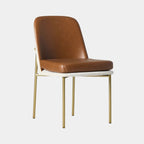 Luxe Two-Tone Leather Dining Chair with Metal Legs