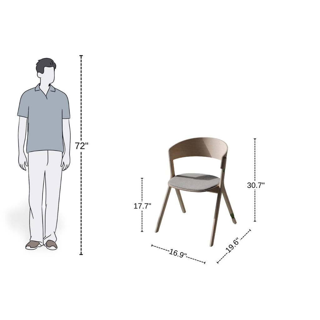 Minimalist Lightwood Curved Dining Chair