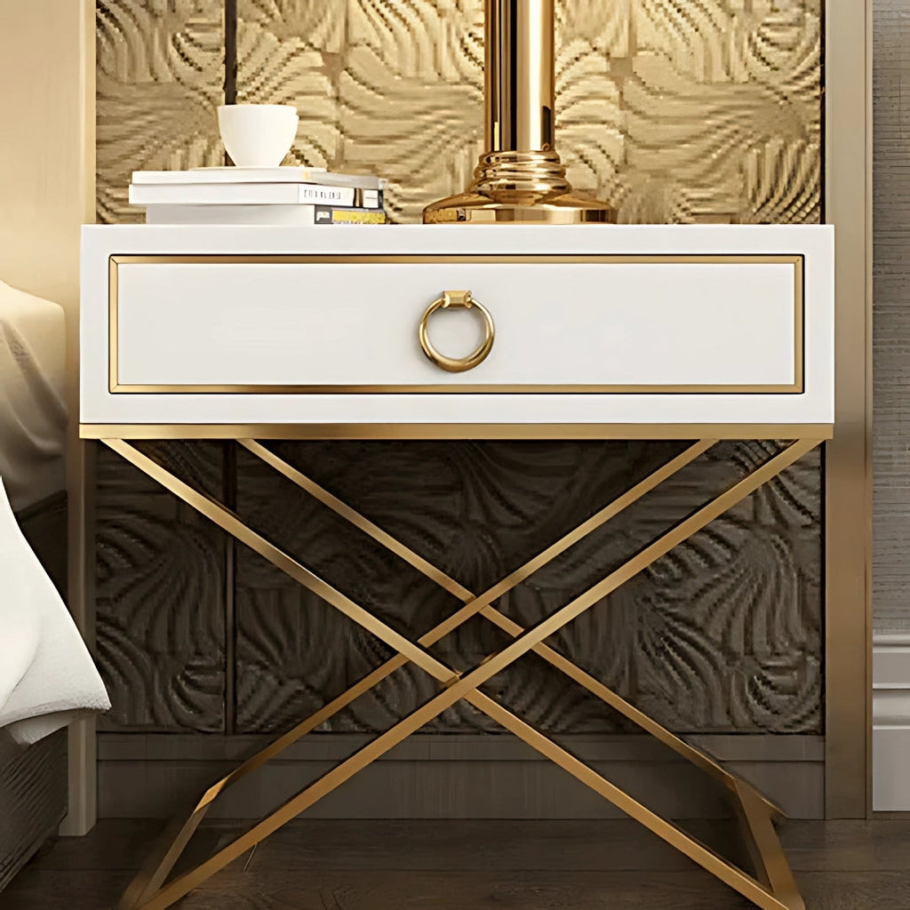 Celeste White & Gold Glam Nightstand