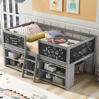 Functional Low Loft Kids Bed with Storage Shelves