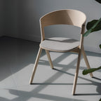 Minimalist Lightwood Curved Dining Chair