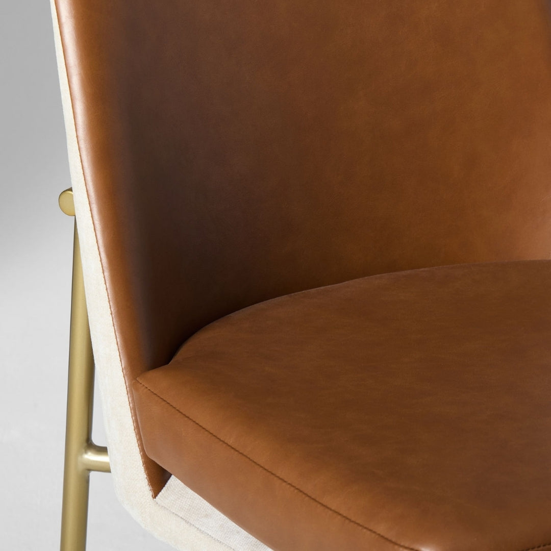 Luxe Two-Tone Leather Dining Chair with Metal Legs