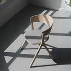 Minimalist Lightwood Curved Dining Chair