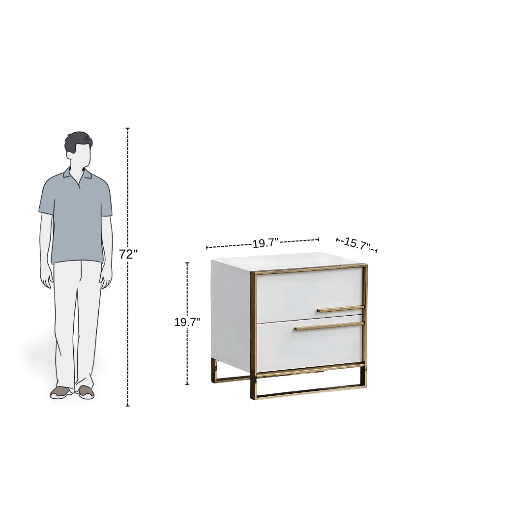 Modern Luxe White & Gold Nightstand