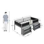 Functional Low Loft Kids Bed with Storage Shelves